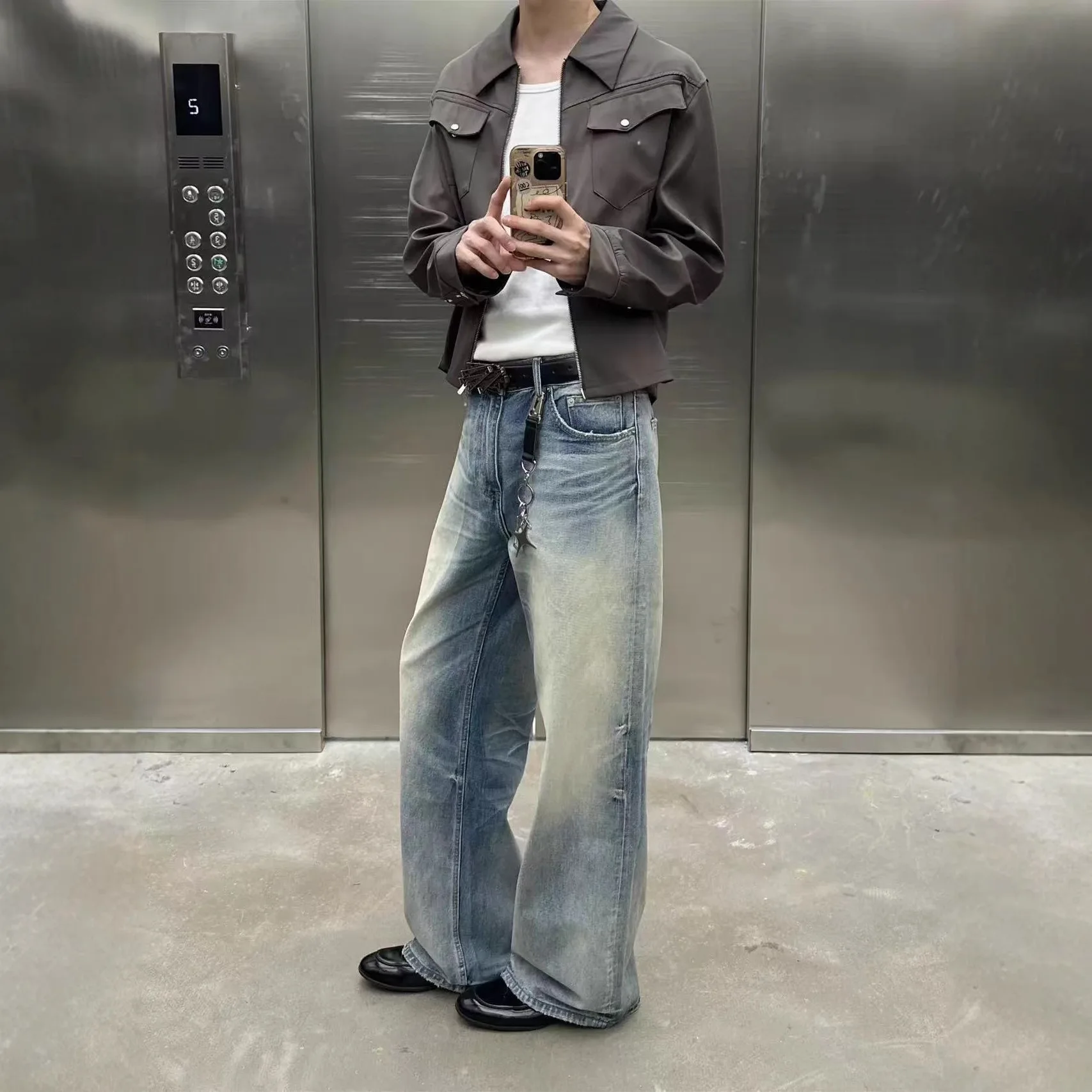 

Модные мужские светло-голубые повседневные модные простые базовые повседневные прямые свободные джинсовые брюки мужские джинсы брюки одежда