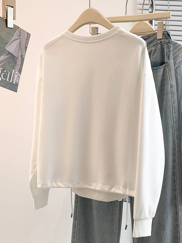 Loose Color Block Design Sensation Autumn New Style Women's Sweatshirt Fashionable Youthful Cotton Crew Neck Pullover
