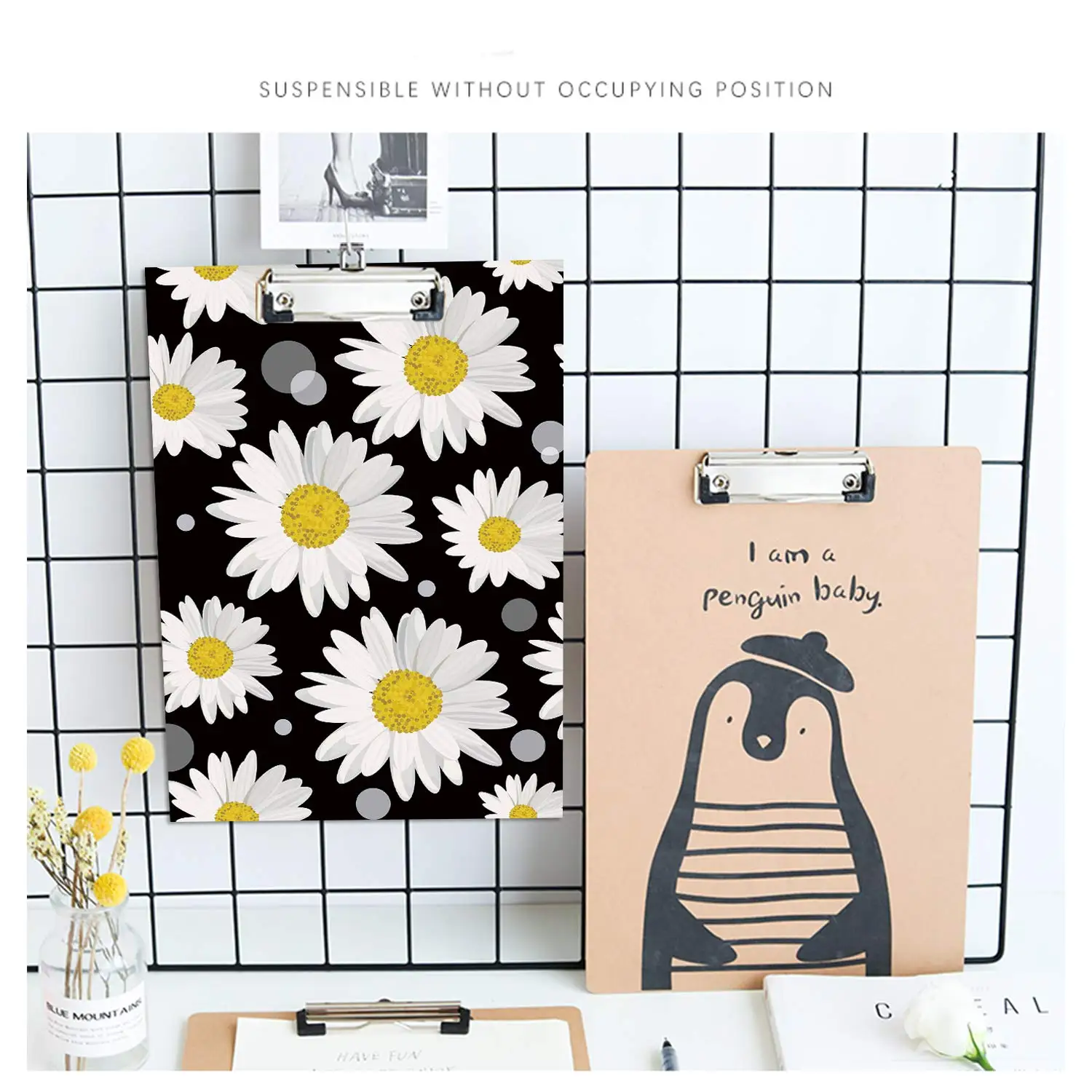 A4 Dark Flower Series Acrylic Pad Plywood Decorative Plywood Office Plastic Clipboard Children's School Supplies Gift Giving