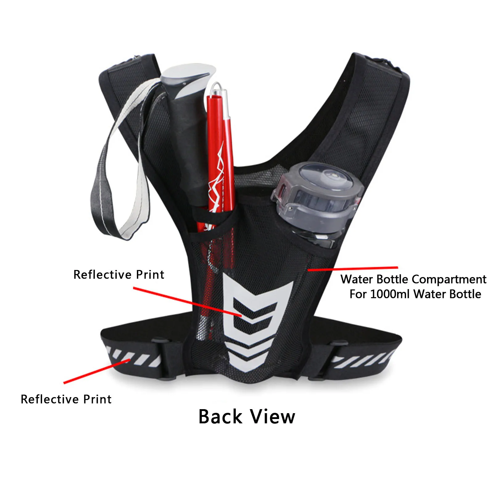 Reflective Running Backpack Lightweight Sport Running Vest Mobile Phone Cards Bag For Trail running-Ultra-Light 1L Water Bag