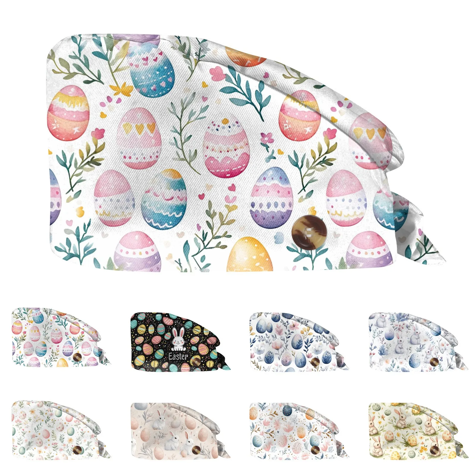 Unisex Scrubs Cap Adjustable Easter Print Hats Nurse Uniform Accessories Beauty Store Work Caps Nurse Headwear
