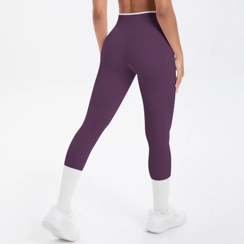 

Women's Contrast Yoga Pants Tight High Elastic High Waist Wide-leg Pants Outdoor Sports Running Yoga Body Fitness Pants