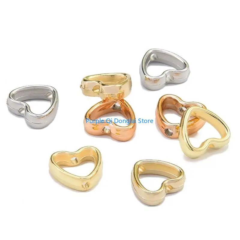 L21E Pack of 50 Fashionable Heart Shaped Double Hole Beads CCB Material Hollow Heart Pendants Jewelry Accessories for Jewelry