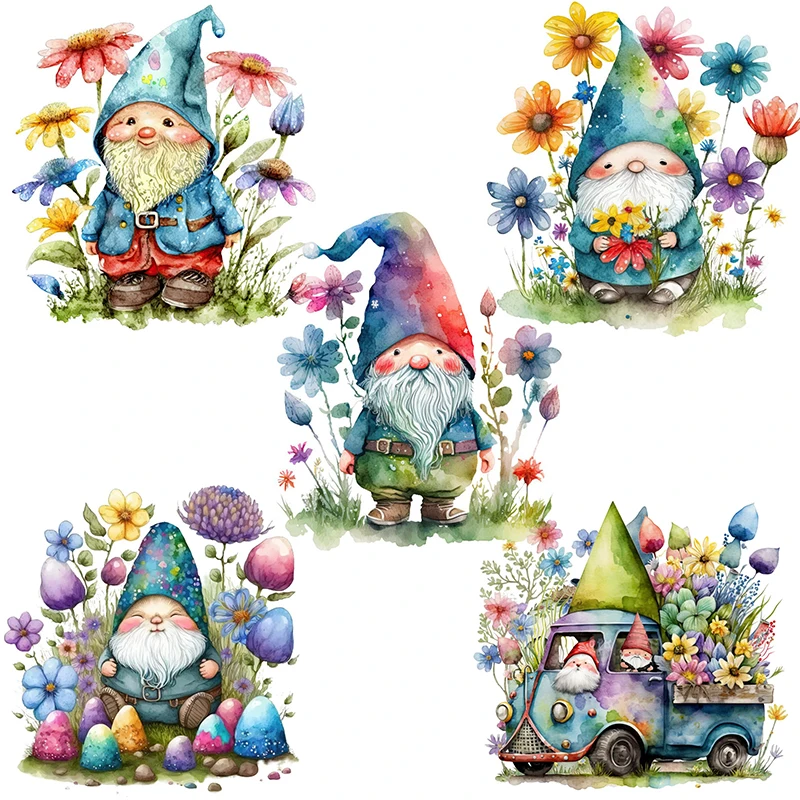 T778#Easter Gnome Floral Wall Sticker Kids Room Background Home Decoration Mural Living Room Wallpaper Funny Decal