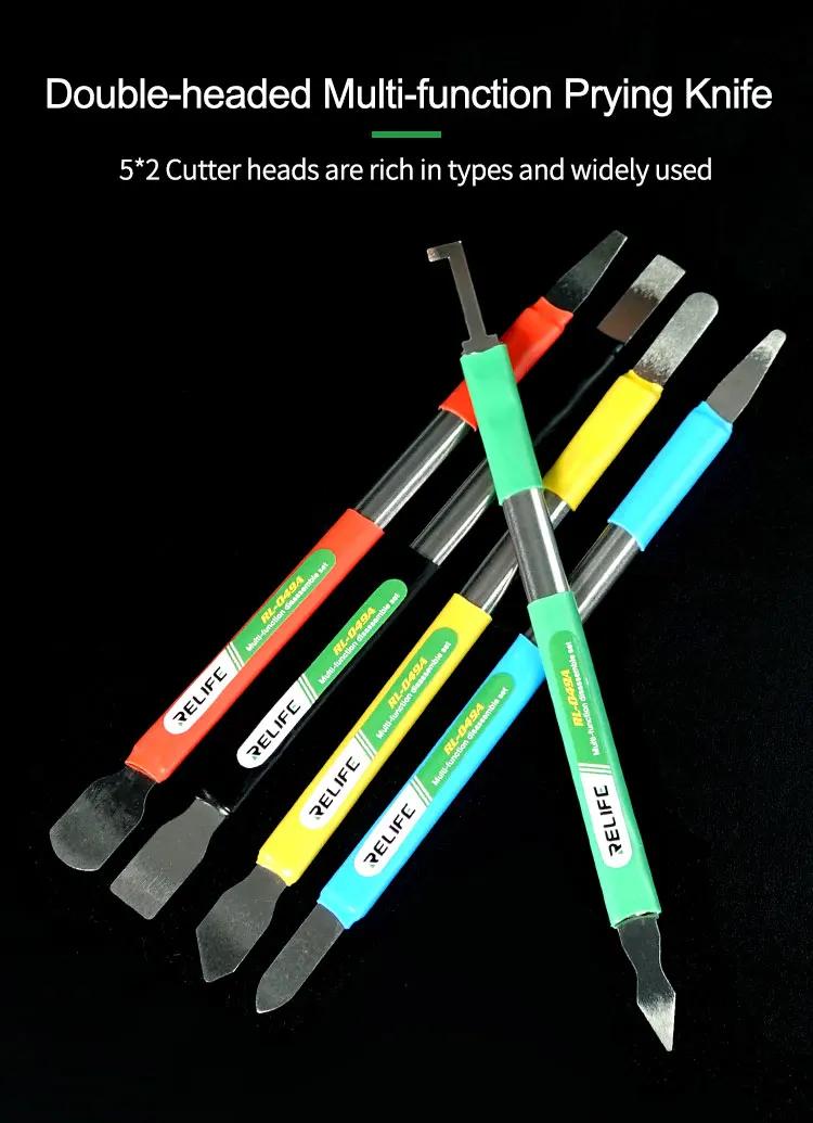 RELIFE RL-049A Doppelköpfiges Multifunktions-Hebelmesser für iPhone und Android zum Entfernen der Glasrückabdeckung, Blechschabemesser-Werkzeug – Detail 3
