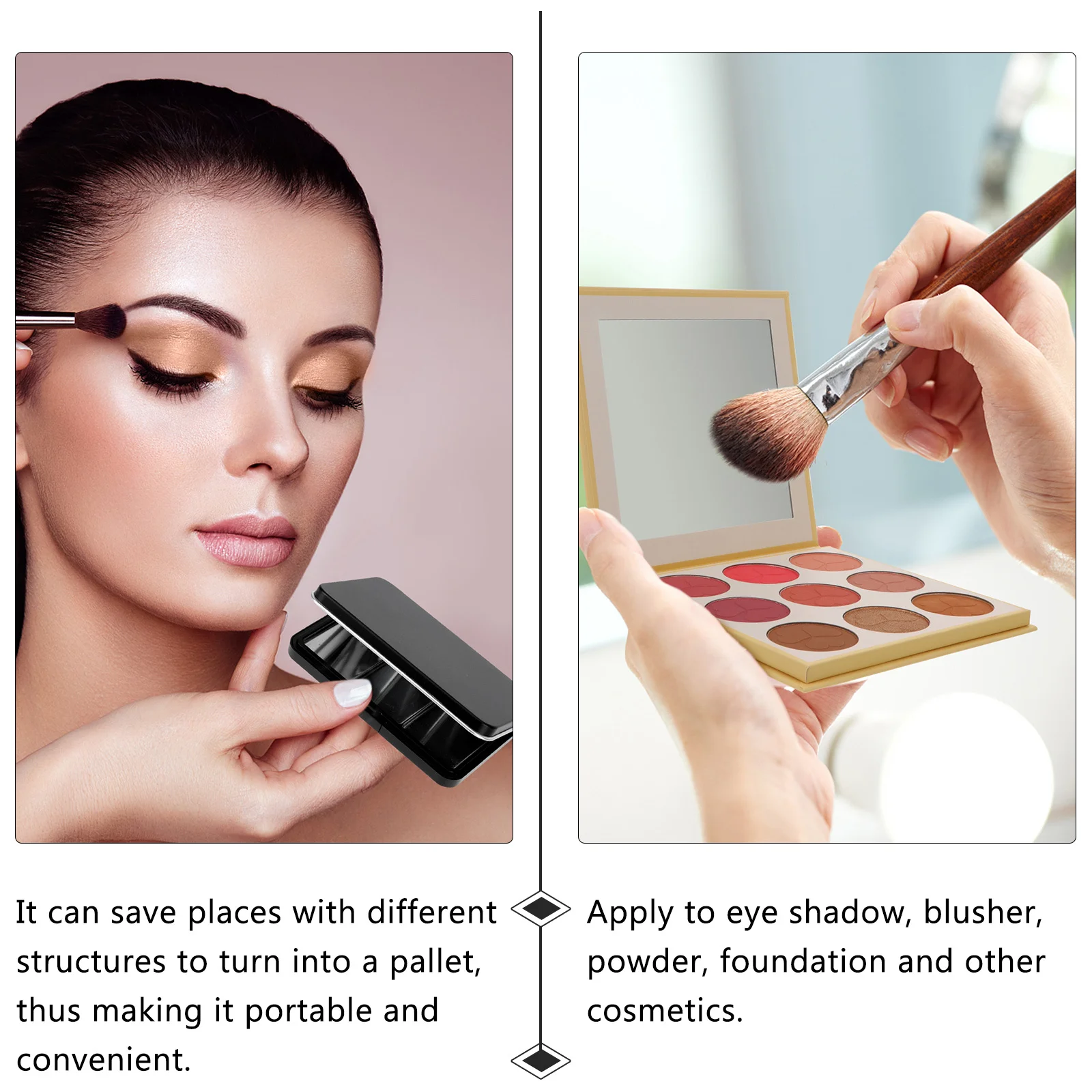 

1pc Empty Eyeshadow Box Matte Black Magnetic Closure Travel Makeup Palette Diy Refillable Container For Lipstick Blush Powder