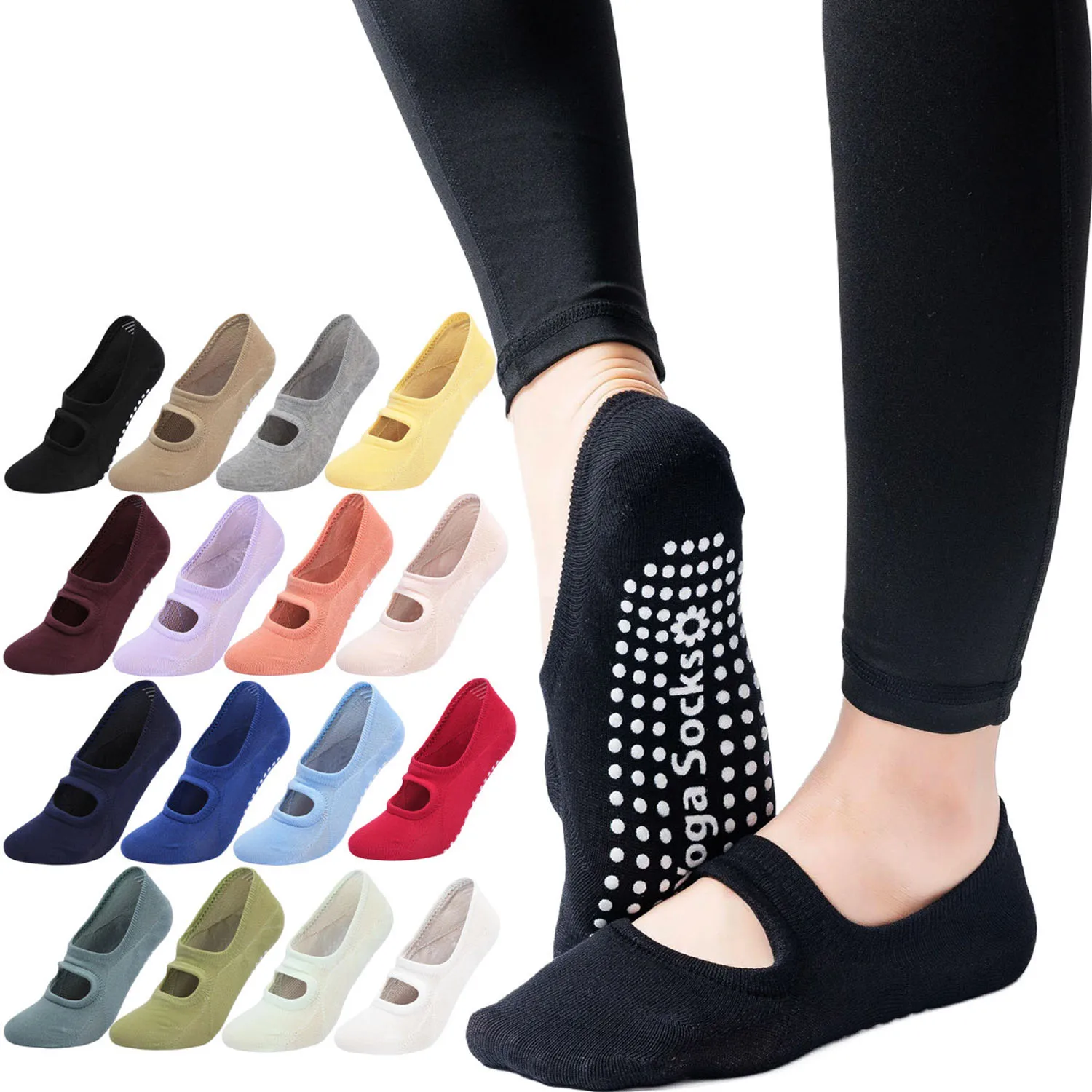 Calcetines de Yoga de Alta Calidad para Mujer, Antideslizantes, Transpirables, sin Talón, Calcetines de Pilates, Calcetines Deportivos de Ballet para Mujer, para Gimnasio y Fitness