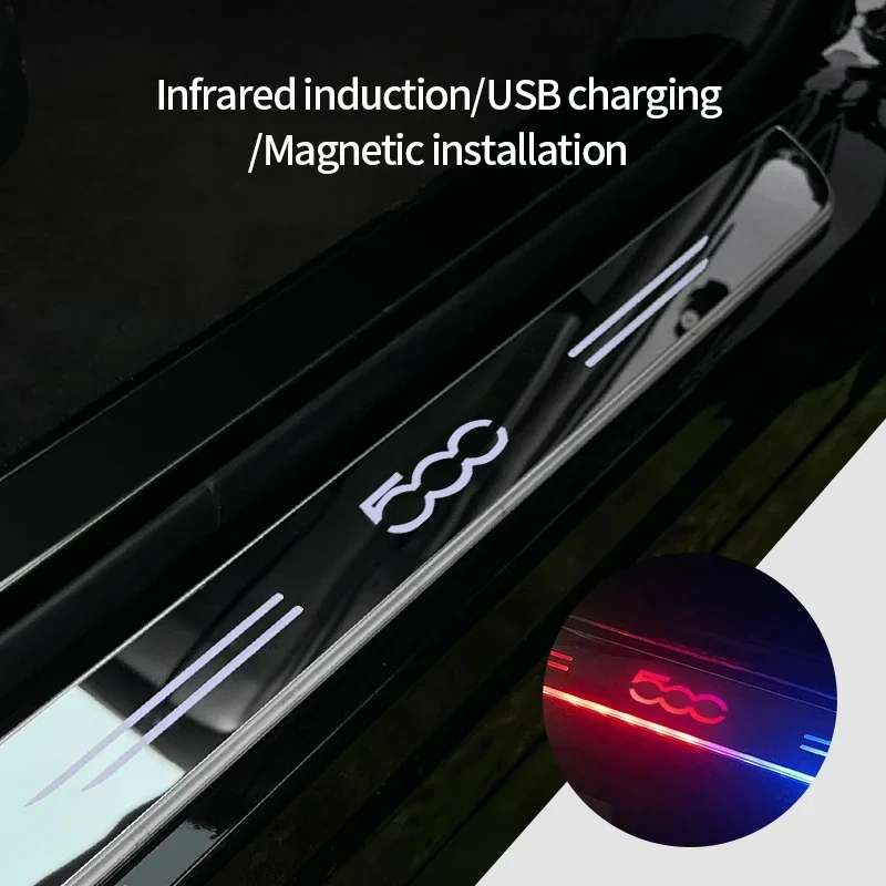 

Car Acrylic LED Welcome Pedal Plate Door Sill Pathway Light For Fiat 500 500e ABARTH PANDA PUNTO SEICENTO SIENA ARGO BRAVO IDEA
