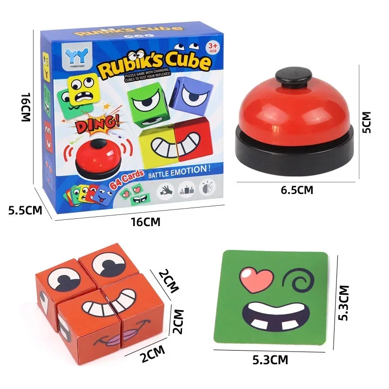 Kids Face Change Expression Puzzle Building Blocks Montessori Cube Table Game Toy Early Educational Toys for Children Gifts