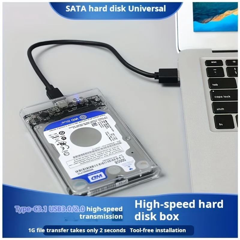 Transparent Portable Hard Drive Case 2.5-inch USB 3.0 External Read Desktop Laptop Sata Mechanical SSD Solid State