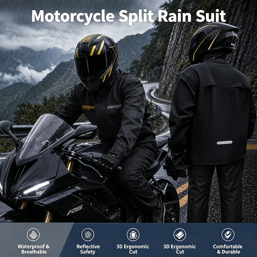 Motorcycle riding split type raincoat rain pants men women electric scooters takeaway motorcycle travel thick windproof clothing