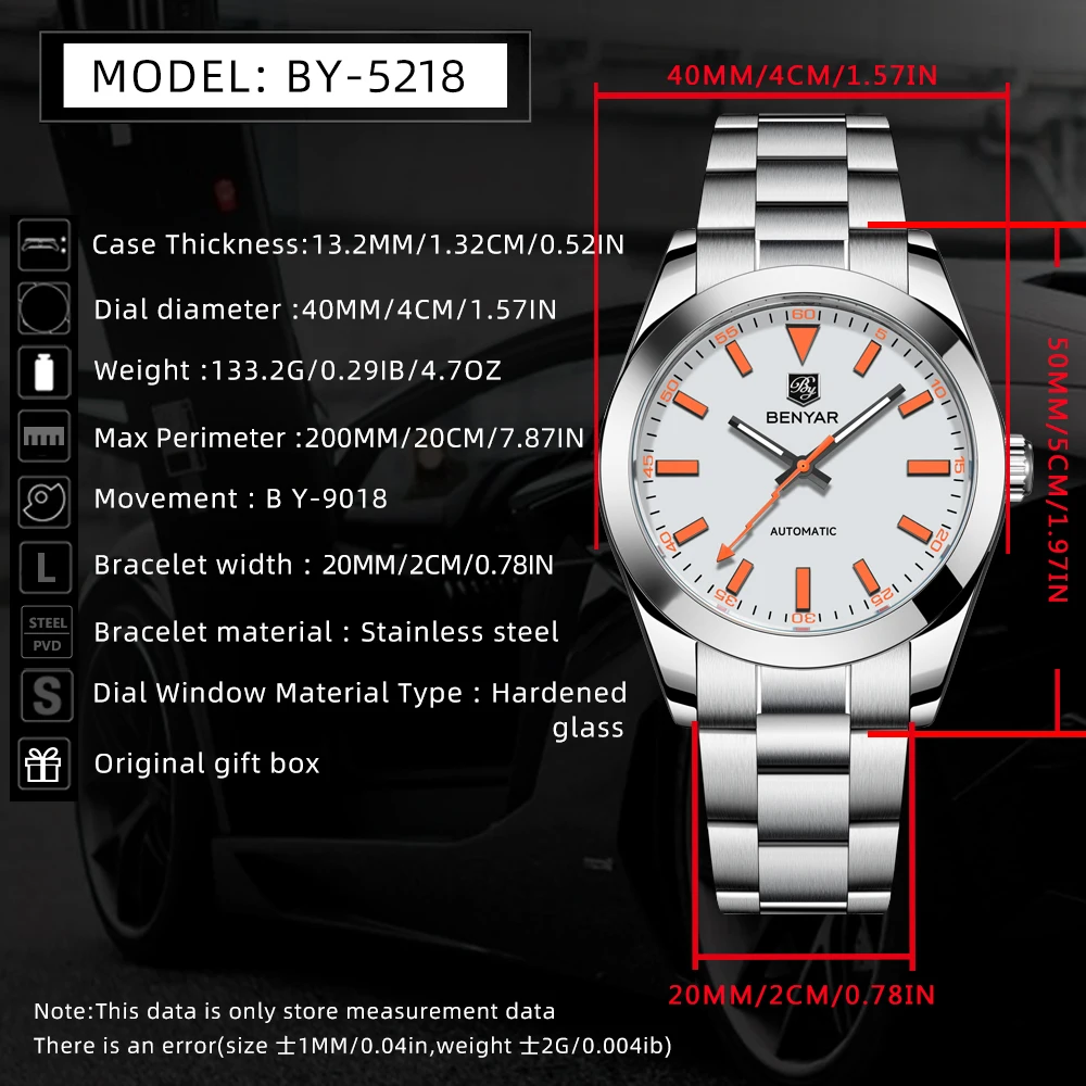 Men's Watch BENYAR Mechanical Watch For Man 2025 New Wrist Watches Luxury Automatic Stainless Steel Clocks Luminous Gifts