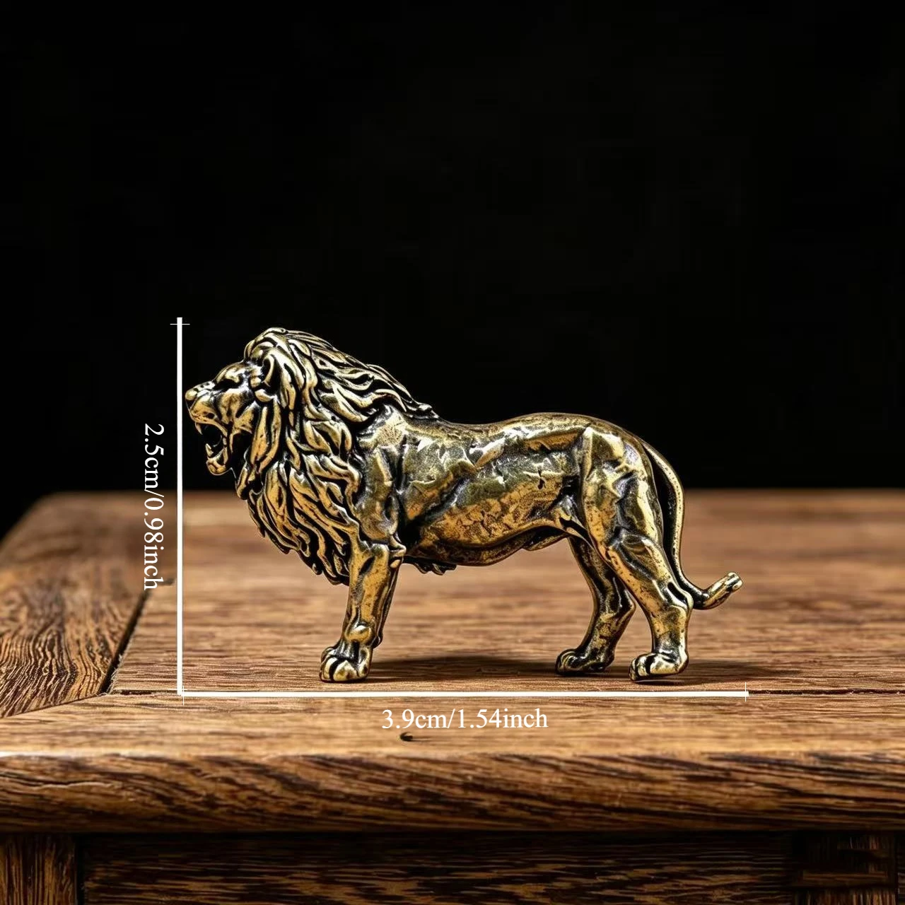 Small Brass Lion Statue, Male Lion Ornament, Brass Craft, Tea Pet, Office and Home Decor