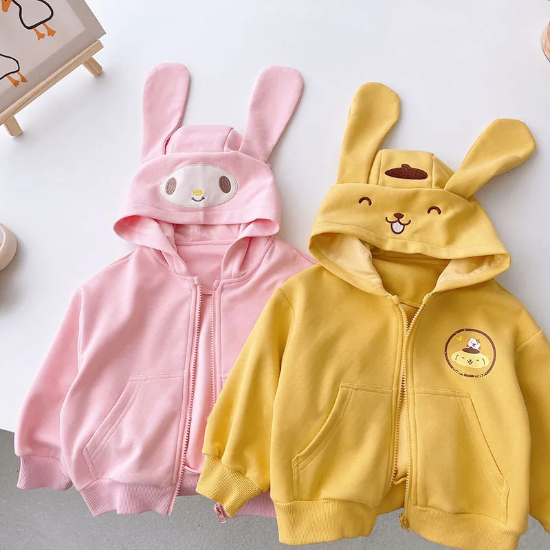 

Kawaii My Melody Cinnamoroll Kuromi Cartoon Casual Children's Jacket Spring Autumn Sanrios Anime Long Sleeve Hooded Sweatshirt