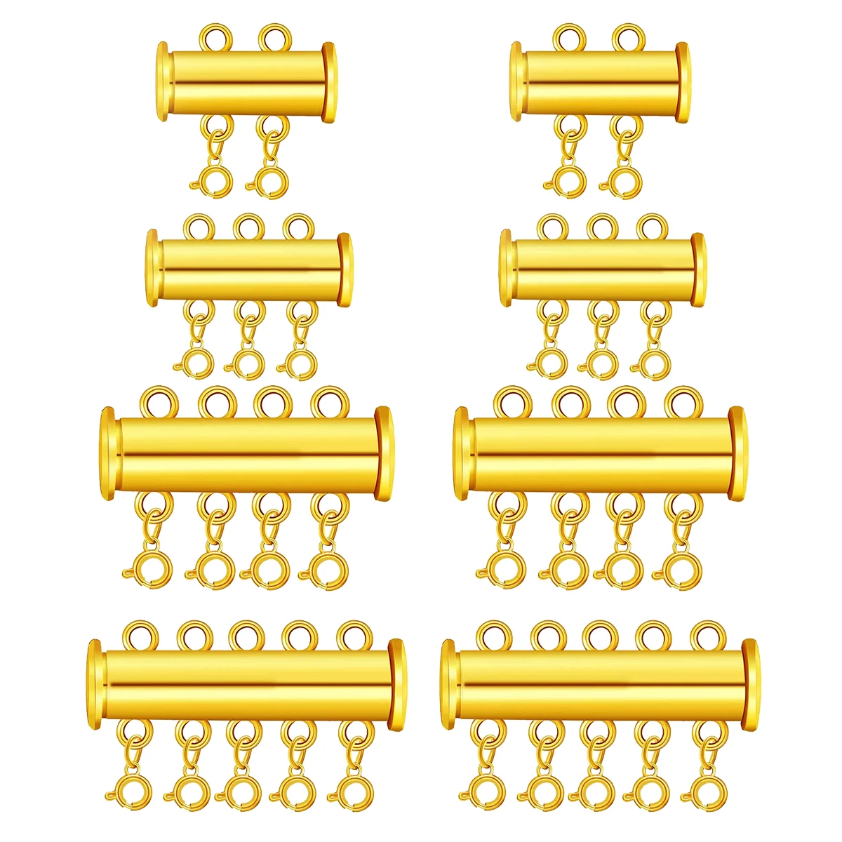 

8pcs Buckle Multi Strand Slide Clasp Multi Strands Slide Tube Clasp Necklace Connector Layered Jewelry Accessories Charm Pieces