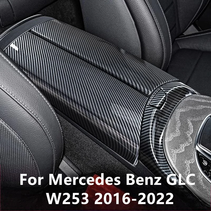 

For Mercedes Benz GLC Class W253 2016-2022 Car Armrest Box Panel Armrest Box Decorative Cover ABS plastic Carbon fiber