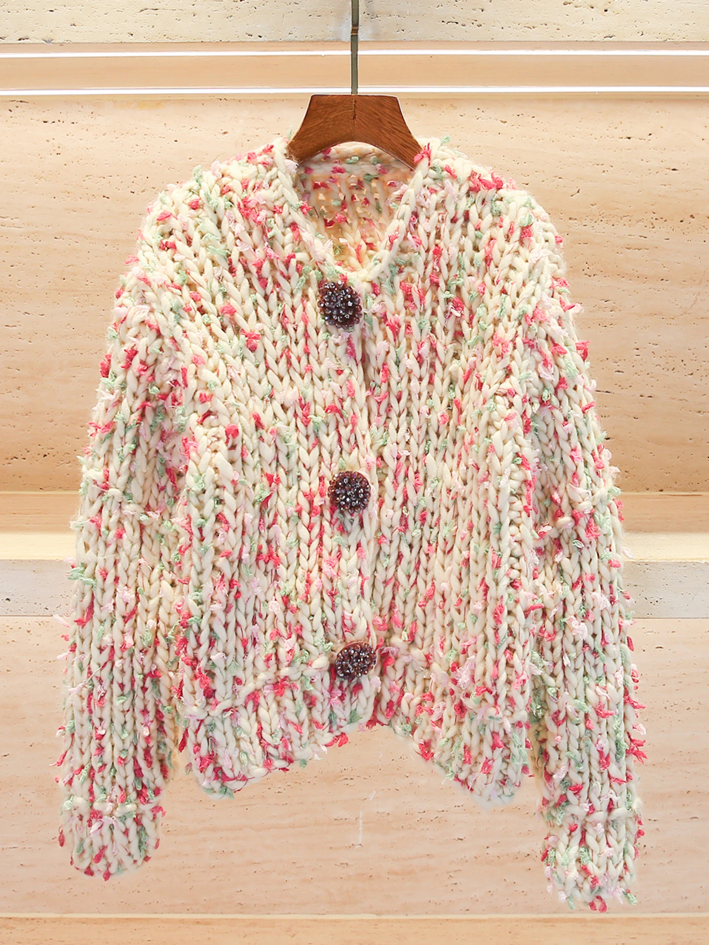 

Sweet Soft Style Knitted Sweater Cardigan Women's Casual Fashion Spring Season Middle Thickness Long Sleeve Top