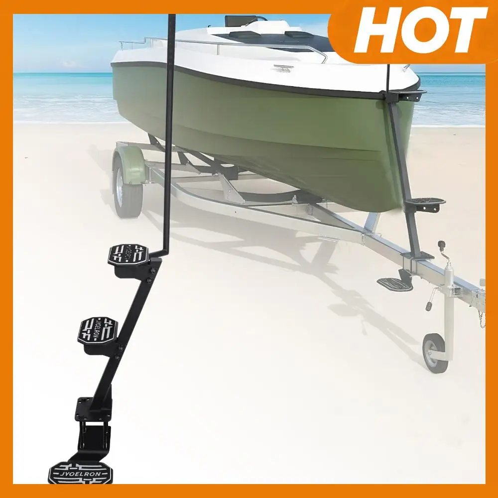 

Marine Trailer Tongue Pedals with Handrails Wear Resist Steel Boat Pedals Capacity 450 Lbs for Boats Dock & Launching