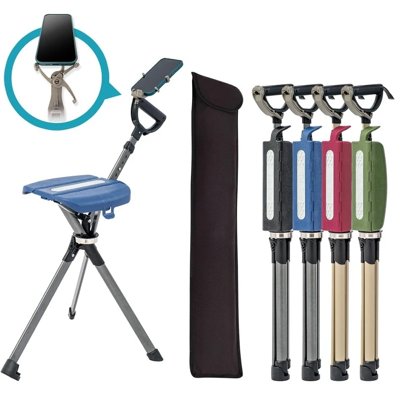 Portable Trekking Hiking Pole,Folding Walking Stick with Seat, Walking Cane with Chair,Foldable Chair,Lightweight Aluminum,