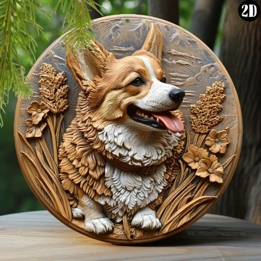 

Pembroke Welsh Corgi 8x8" Aluminum Sign - Spring-Themed, 2D Effects for Office Decor & Halloween Gifts, Perfect for Room Decor