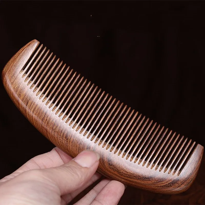 Natural Peach Solid Wood Comb Engraved Peach Wood Healthy Massage Anti-Static Comb Hair Care Tool  Gift for girl women