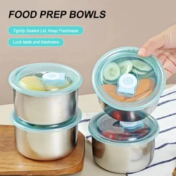 Stainless Steel Food Storage Bowl Food Prep Bowls with Lid Leakproof Nesting Bowls Reusable Meal Container Kitchen Supplies