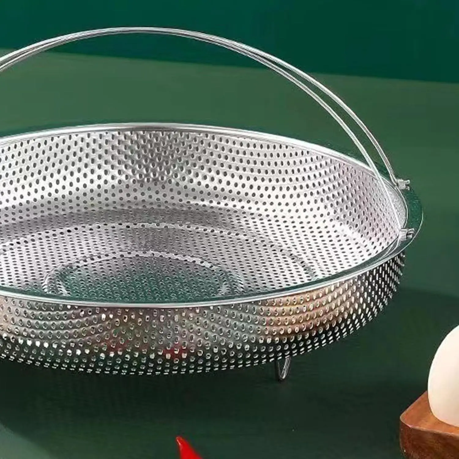 مبخرة طعام متعددة الوظائف من الفولاذ المقاوم للصدأ بمقبض ، أرز ، معكرونة ، فواكه ، سلة تنظيف للخضروات المطبوخة على البخار ، المأكولات البحرية على البخار