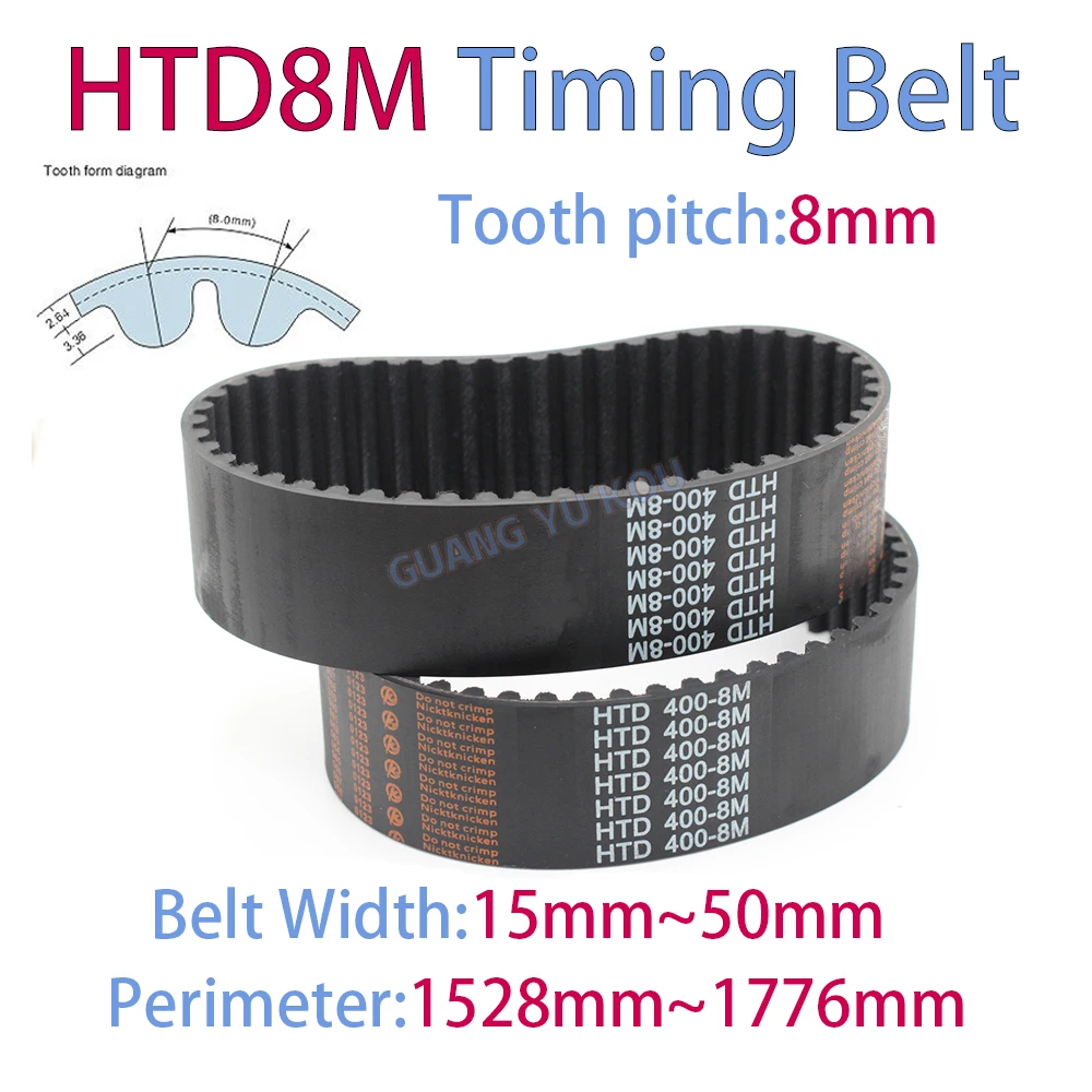 

HTD8M Rubber Timing Belt Width15-50mm Length 8M1528 1536 1544 1552 1560 1568 1576 1584 1592 1600 1608 1616 1624 1632 1640~1776mm