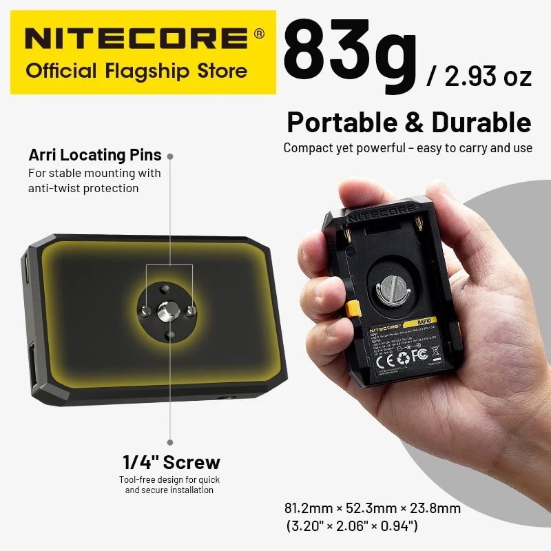 NITECORE BAP10 NP-F Pelat Adaptor Baterai Output 45W Tampilan Input 30W untuk Monitor Kamera Pengalih Video Tablet Ponsel