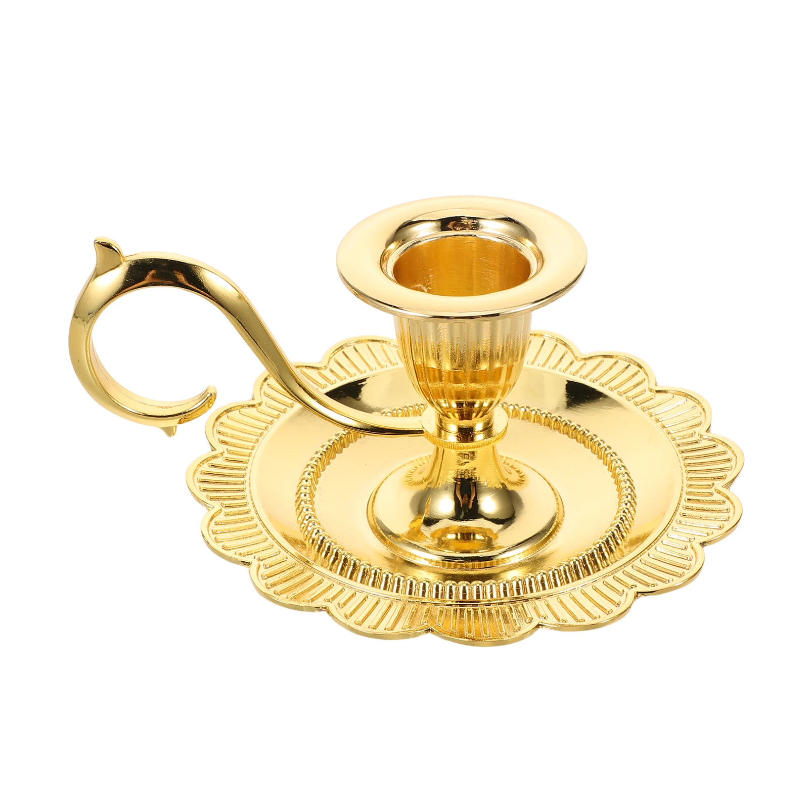 

Retro Candlestick Plate Holder Decorative Stand Conical Gold Tray Church Candlelight Dinner Fireplace Christmas Advent Wreath