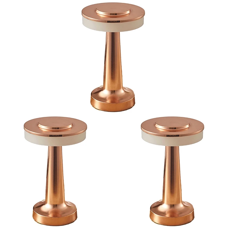 

3X Touch LED Rechargeable Table Lamp Dining Table Bar Table Lamp Outdoor Small Night Lamp Decorative Table Lamp,Bronze