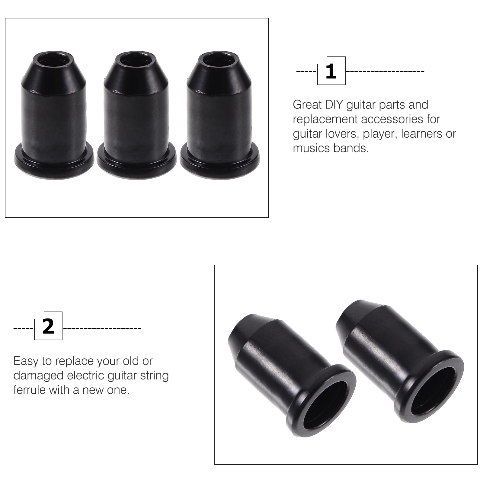 

1 set Electric String Caps Black Body Buckle Guitar String Caps Mounting Bridge Ferrules Durable DIY Parts Accessories