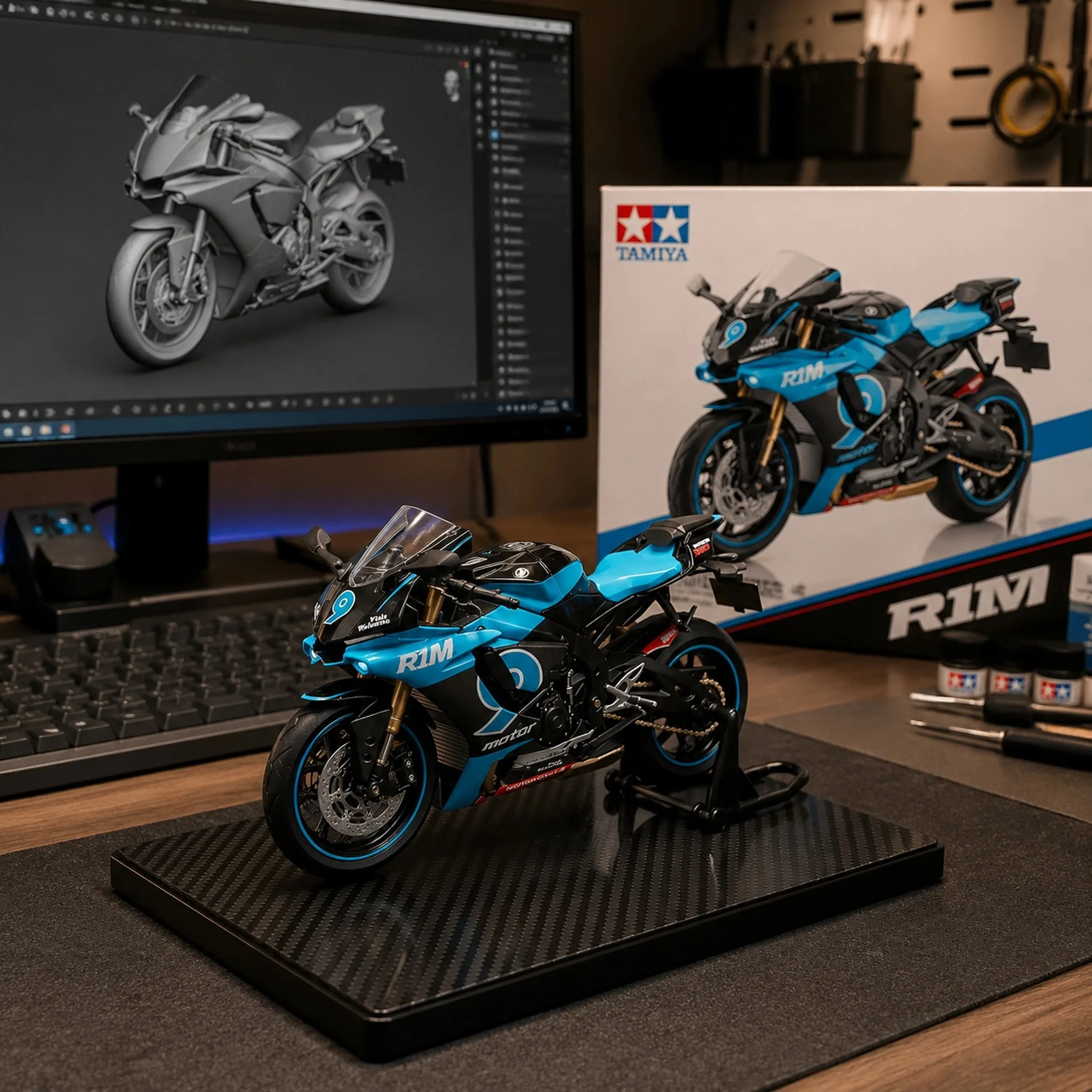 1:12 R1M Modell-Spielzeugmotorräder aus Legierung, Miniatur-Motorräder mit Sound und Licht, Öffnende Türen, Rückziehfunktion, Geschenke für Jungen