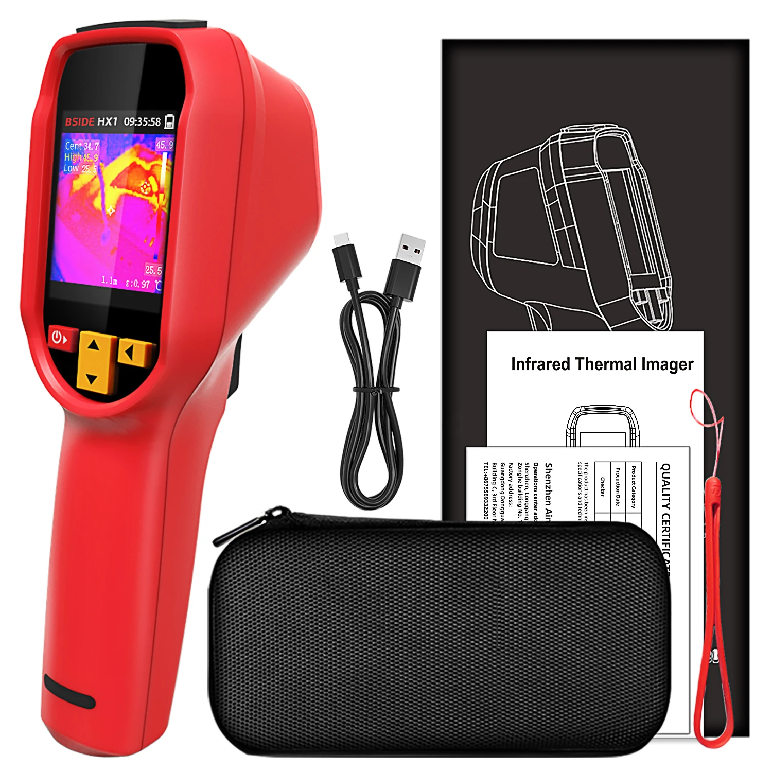 BSIDE Handheld Thermal Imager, 2.4 Inch Full View Screen, -20℃~550℃, 15-Point Temperature Measurement, with PC Analysis Software, for Water Leak & Floor Heating Detection view 8