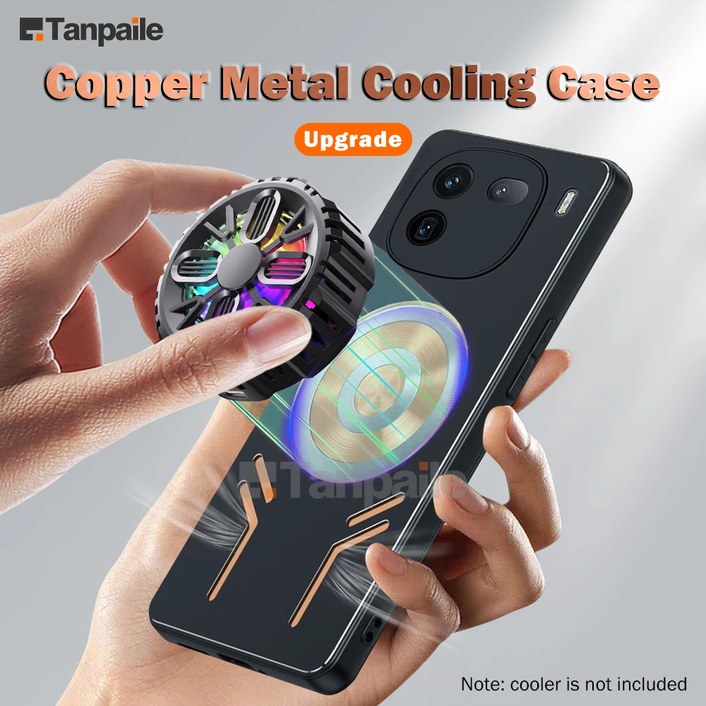 Tanpaile-Copper Metal Cooling Case For Vivo iQOO 12 Pro Case iQOO12 11 11S 10 9 8 CASE Shockproof Heat Dissipation Cover