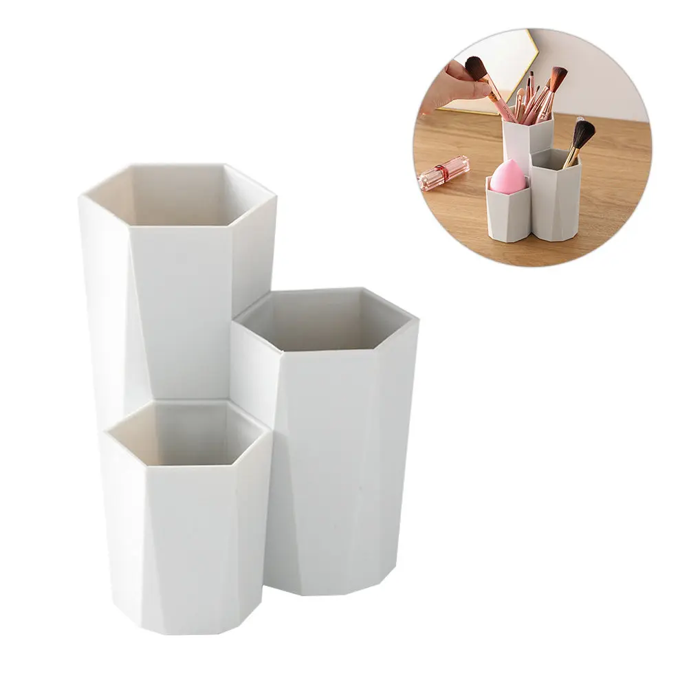 

Pen Holder for Desk Makeup Brushes Storage Canister Wood Organizer Office Supplies Brush Holder Case