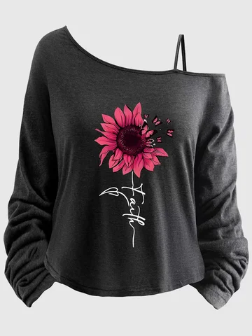 Large-sized women’s top with printed sleeves, spaghetti straps, asymmetrical neckline, 1-8XL, letters (XT).