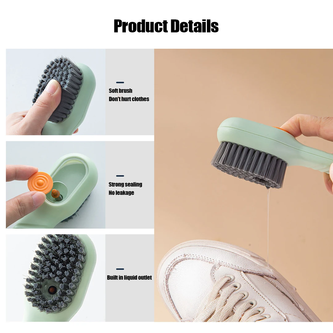 1/2Pcs Multifunctional Cleaning Brush Soft Automatic Liquid Shoe Brush Clothes Brush Shoe Clothing Board Brush Shoe Cleaner Tool