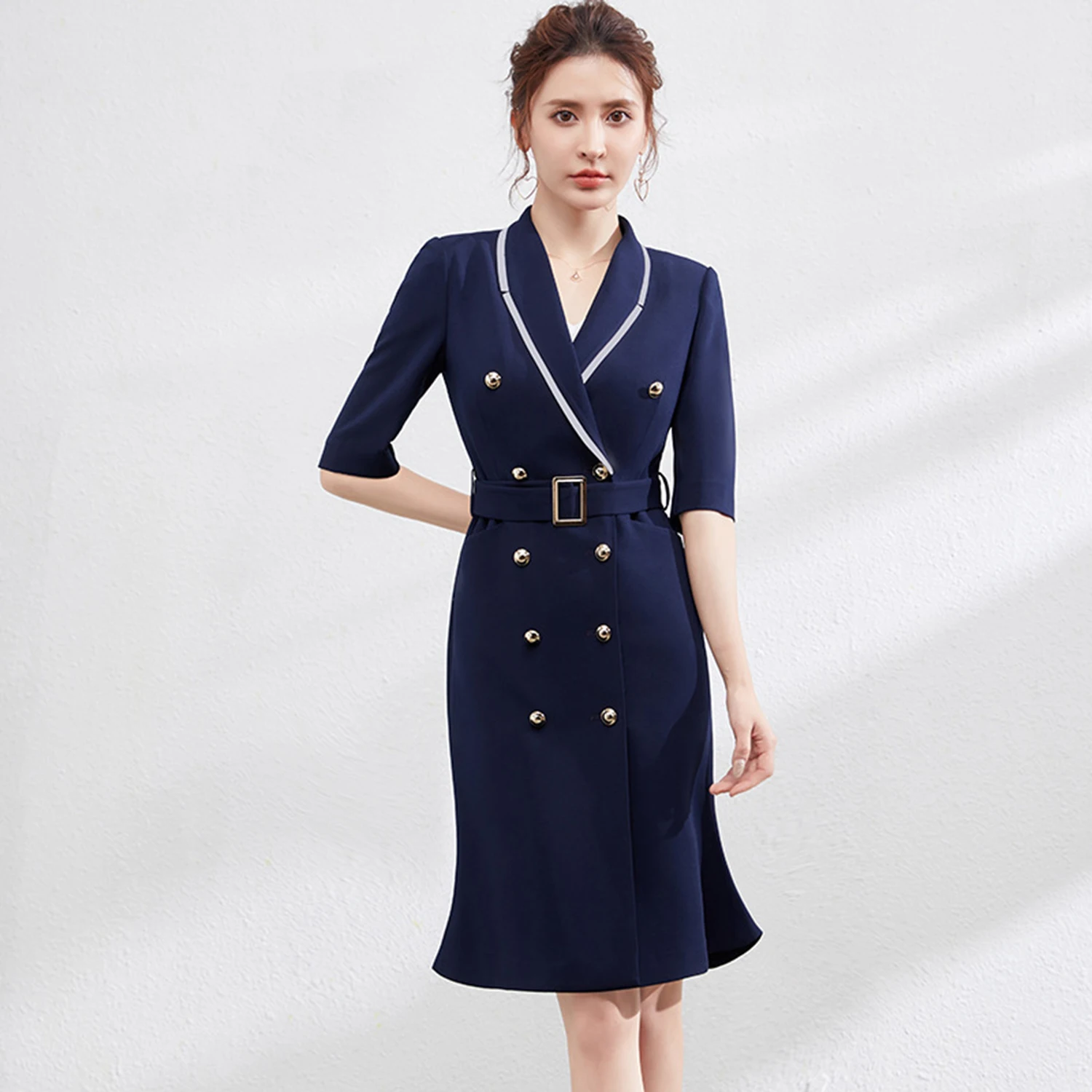 

Allingentle Women's Skirt Suit 2 Piece Set Business Double-Breasted Blazer Skirt Suit for Party Office Work Outfits Customize
