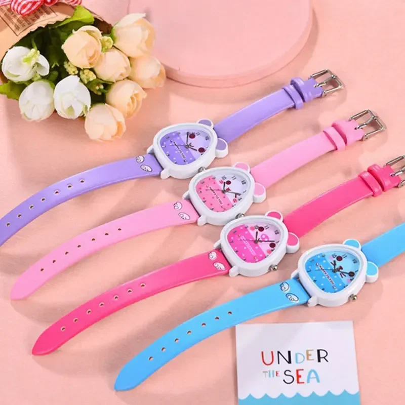 Cute Mouse Shape Girls Watches Kids Leather Strap Quartz Children Watch Student Clock Gift reloj infantil reloj niño