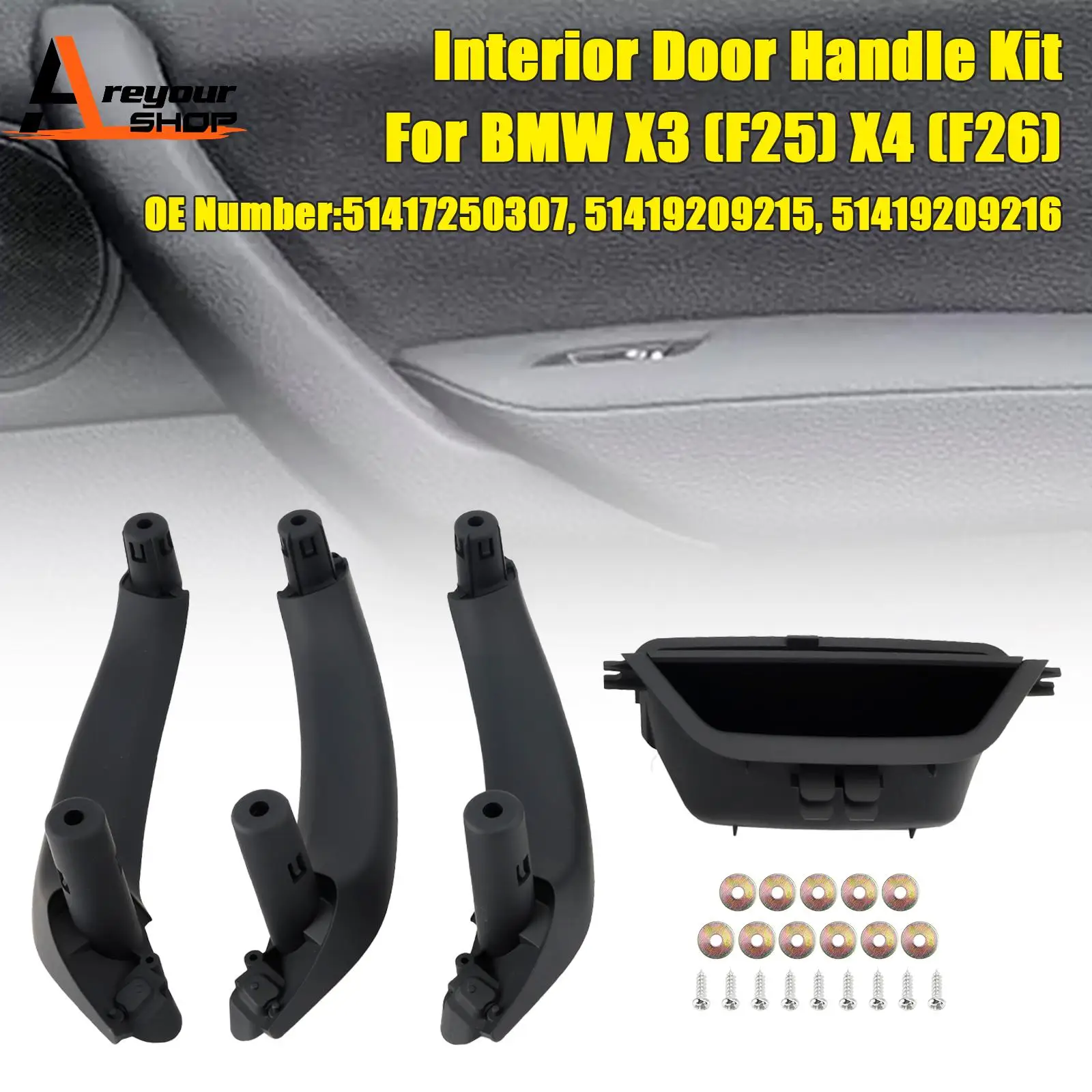 

Black Interior Door Handle Kit 51417250307 for BMW X3 (F25) X4 (F26)
