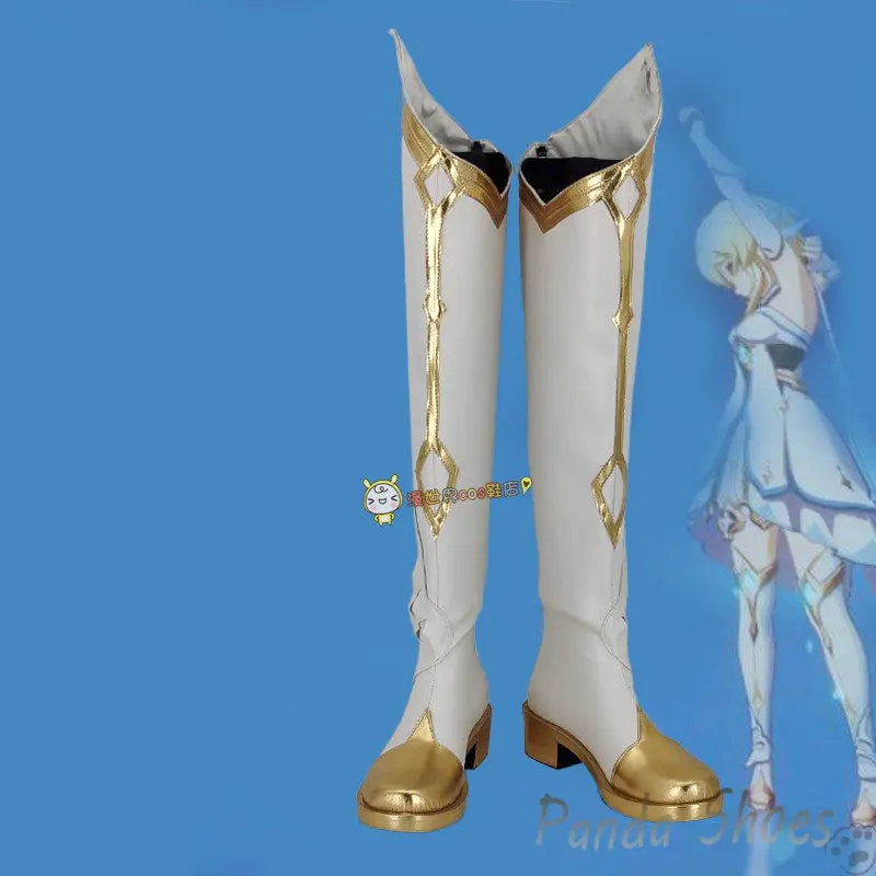 Genshinimpact Traveller Lumine Cosplay Shoes, Comic Anime Game Cos, Long Boots, Costume Prop Shoes, Halloween Party