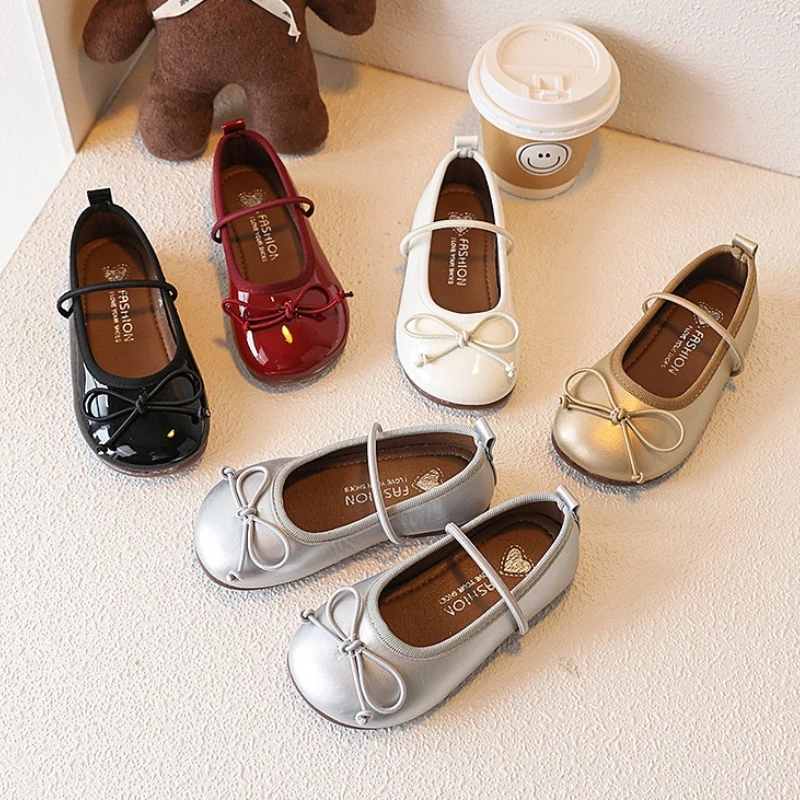 

Детская обувь принцессы, осень-зима 2024, лоферы на плоской подошве для девочек, Нескользящая танцевальная обувь для девочек, обувь-бобы для девочек, детская обувь с бабочками