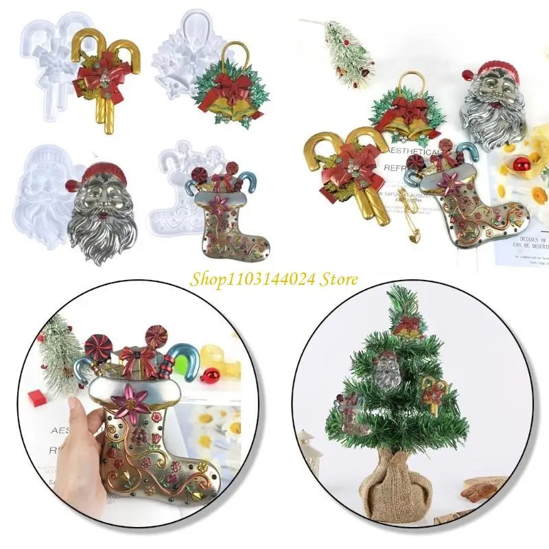 

N5KE Semi-stereoscopic Santa Wall Ornaments Drop Mold Diy Wall Pendant Desktop Decoration Epoxy Silicone Mold