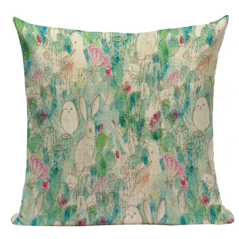 Nordic Style Cactus Plants Pattern Pillow Cover Modern Flowers Cushion Cover for Sofa Bed Green Plants Throw Pillowcase