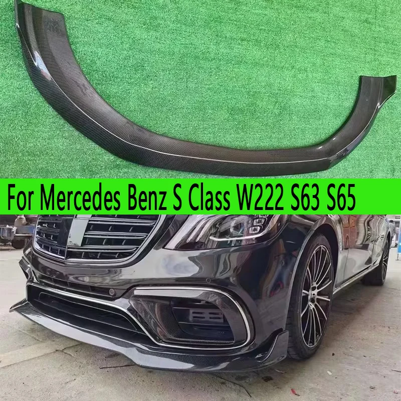 

For Mercedes Benz S Class W222 S63 S65 Carbon Fiber Car Front Bumper Lip Front lip Diffuser Front Chin Spoiler 18-20 Body Kit