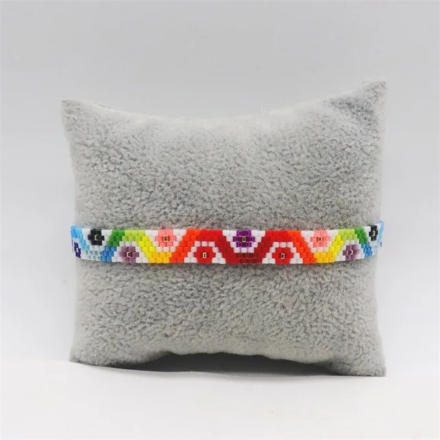 Rice bead bracelet Rainbow Geometry Hand knitting Originality Flowers Design Bohemia Fashion Simple Adjustable Beaded bracelet