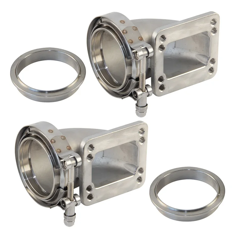 For T3 T4 Turbo Stainess steel 90 Degree Steel Cast Elbow Adapter Flange 2PCS 76mm Vband +Clamps