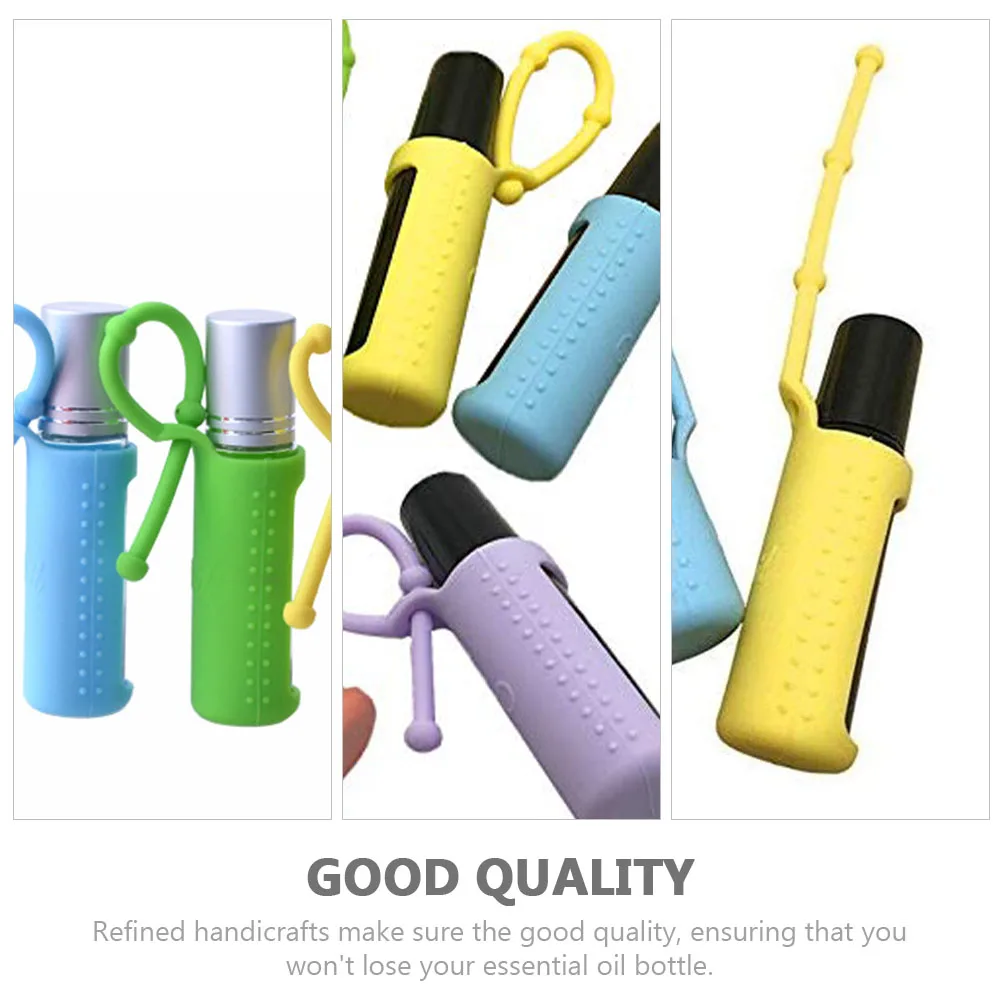 

12 Pcs Essential Oil Bottle Protector Silicone Sleeve Mini Cover 10mL Roller Glass Colorful Skincare Tool Refill Bottle
