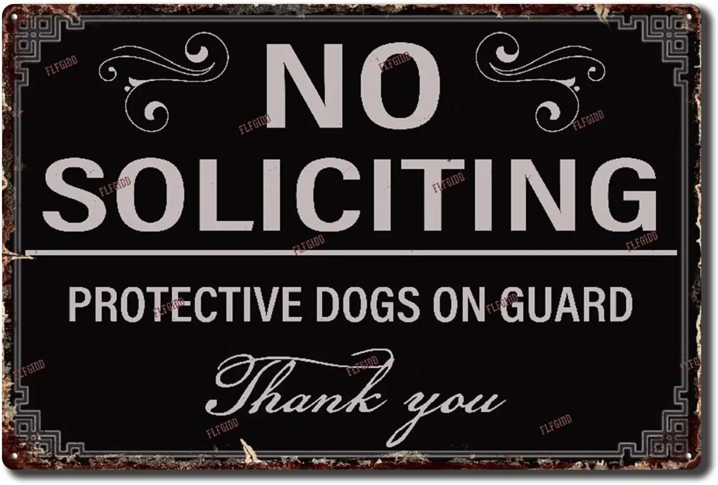 Aluminum Tin Signs No Soliciting Protective Dogs On Guard Thank You Home Bar Pub Decorative 8x12inch sign sign sign